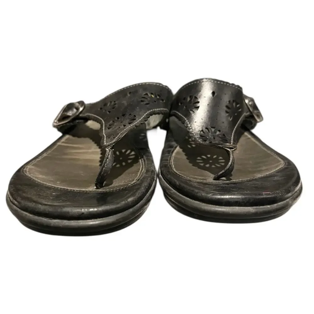 Dansko Women's Pamela Full Grain Leather Sandal Black Size 41 EU 10 US
